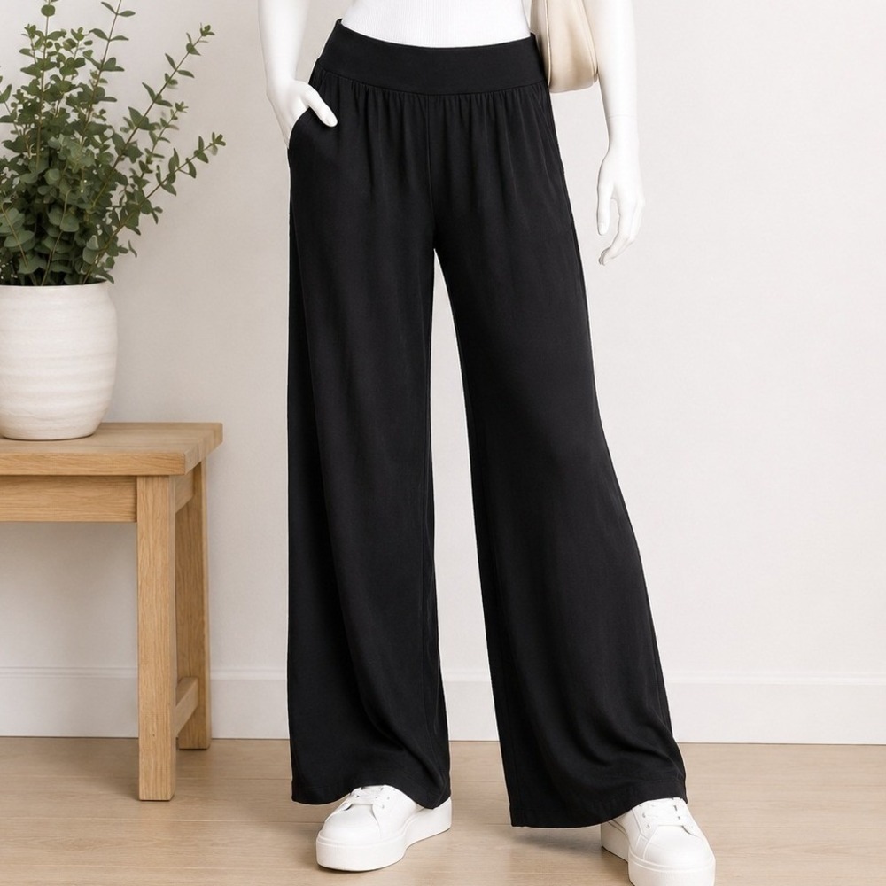 Love Tree Womens Pants‎ Black High Waisted Wide Leg Relaxed S